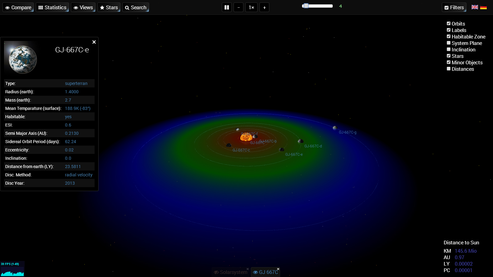 Visualisierung Sonnensystem und Exoplanten